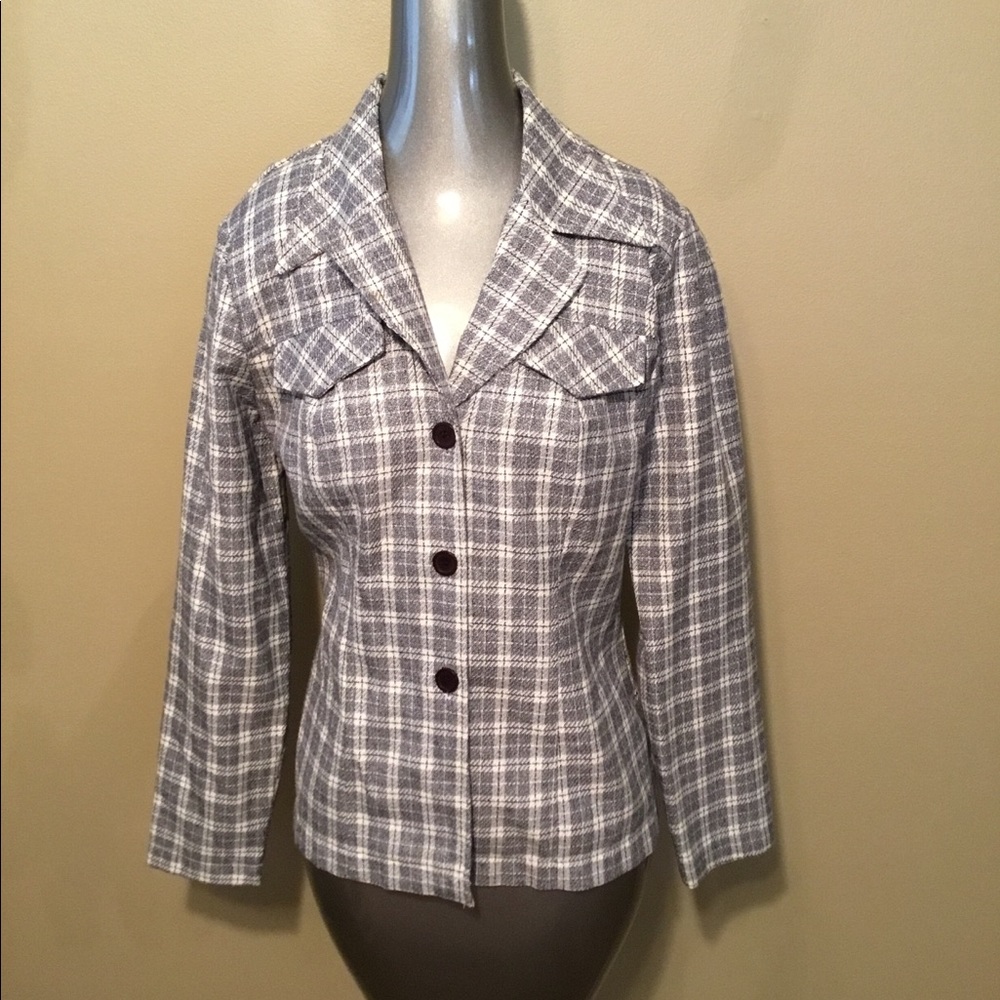 Vintage Rampage gray/white plaid blazer jacket